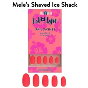 NEW 𝙍𝙚𝙙 𝘼𝙨𝙥𝙚𝙣 Press-On Nails Pink Medium Oval Mele's Shaved Ice Shack